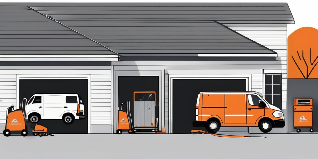 A garage door in the process of being repaired