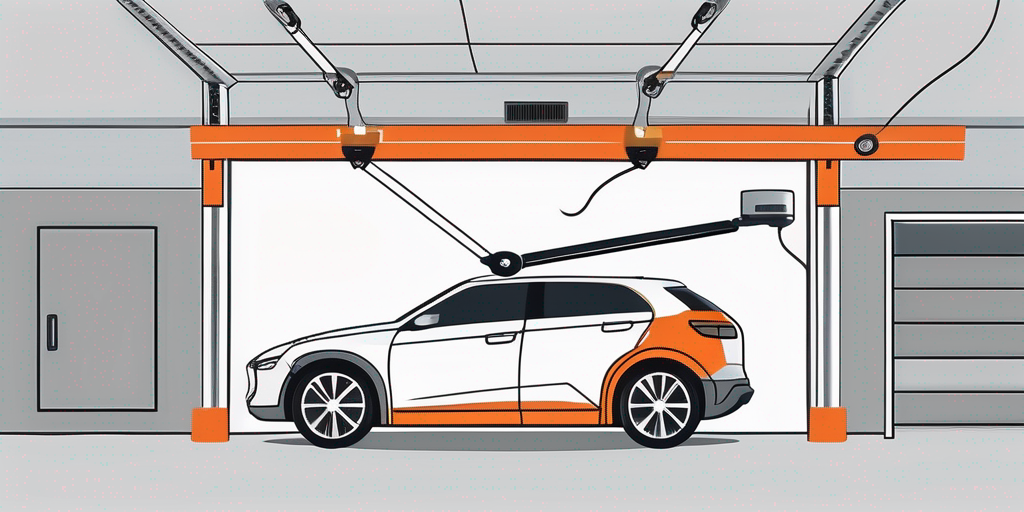 A garage door opener being installed in a garage