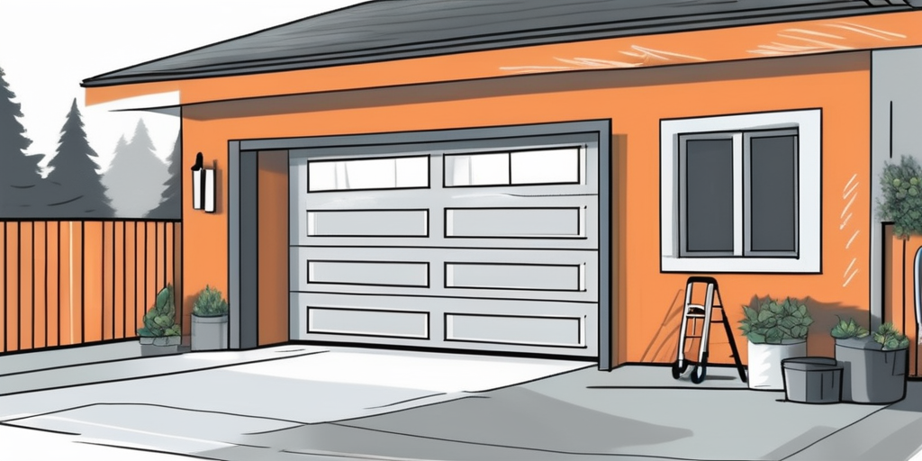 A provo-style garage door with one of its panels being replaced